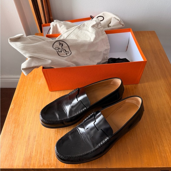 Hermes Other - Classic Black Leather Loafers